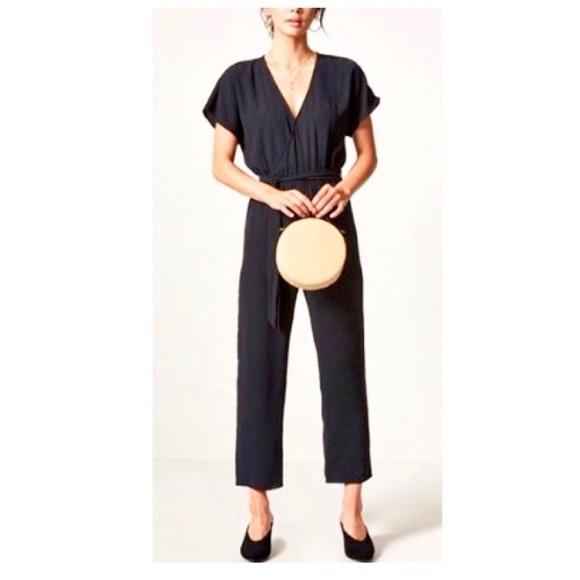 Forever 21 Pants - Forever 21 Short Sleeve Black Surplice Jumpsuit